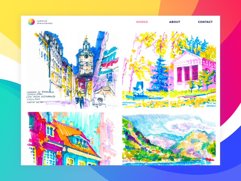 Personal Website art bright colors drawing minimal portfolio readymag sketch travel ui web website