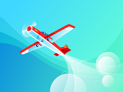 Up In The Sky air airplane bright colorful flat gradient happy illustration inspiration plane sketch sky travel up