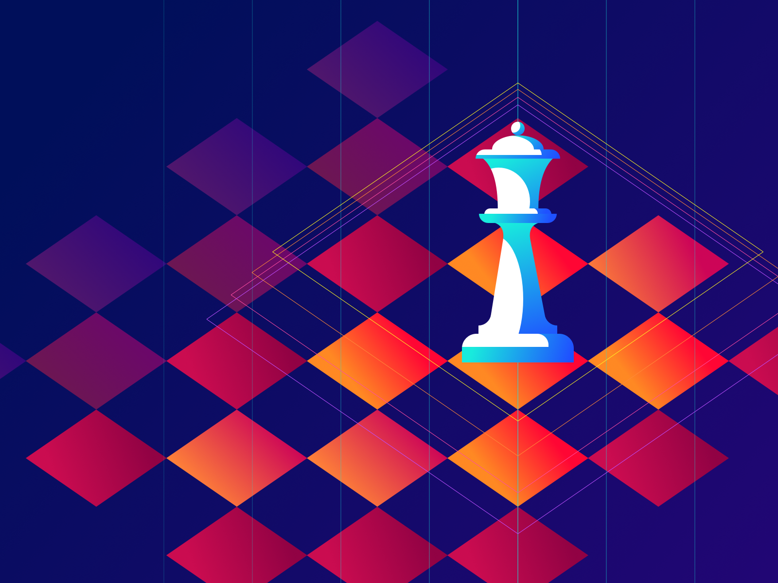Article Illustration Experiment article bright chess colorful cyberpunk experiment game gradient graphics illustration medium