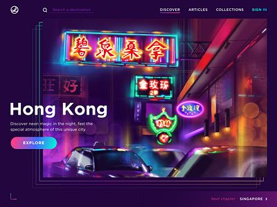 Discover Hong Kong art cyberpunk digital graphic hong kong illustration inspiration ipad neon night procreate travel ui web