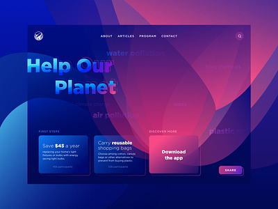 Our Planet Web blue concept earth graphic marine ocean planet plastic pollution sea ui water web website