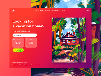 Vacation Home bright colorful gradient home illustration procreate travel ui vacation web