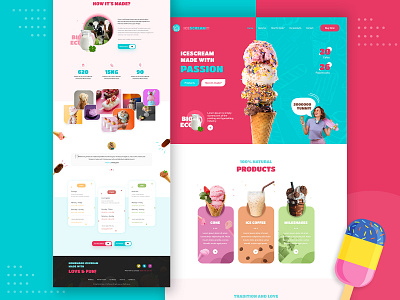 Ice-cream food foodie graphic design icecream landing page order ui webdesign website