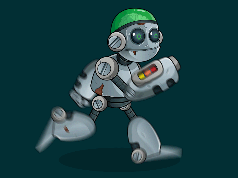 Robot Runner 2d art aftereffects android animation cartoon character design duik bassel fun game art gif illustration robot run cycle vector