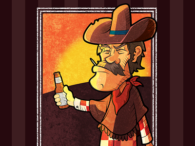 Craft Beer Label WIP 2dart cartoon cowboy craftbeer graphicdesign illustration