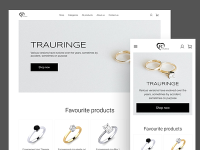 Minimalistic design for a wedding ring ecommerce