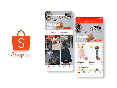 Shopee redesign Apps ecommerce ecommerce design figma mobile app design mobile ui orange