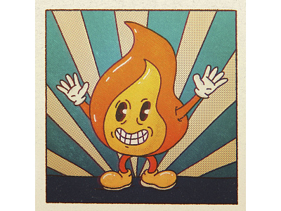 Hot in here 1930 1930s cartoon character character design fire flame flat funny character illustration illustration art procreate