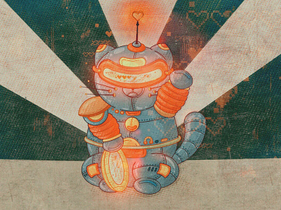 Love Cats Robots cartoon cartoon character cat cats character character design characters flat glitch halftone halftones heart hearts illustration illustration art love procreate robot robots vintage