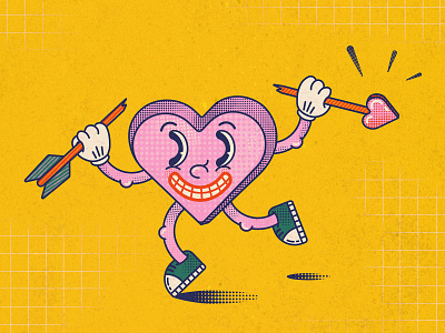 Happy heart character character design first shot firstshot funny character heart illustration illustration art illustrator love pink procreate valentine day valentines valentines day vector vector art vectorart vintage yellow