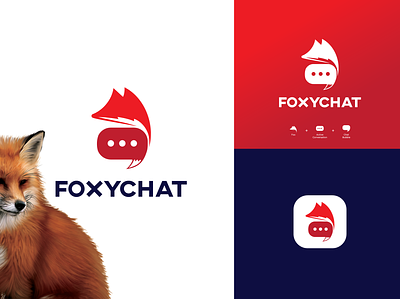 FOXYCHAT branding bubble chat connection conversation creative design fox ghana logo logodesign mobile online talks