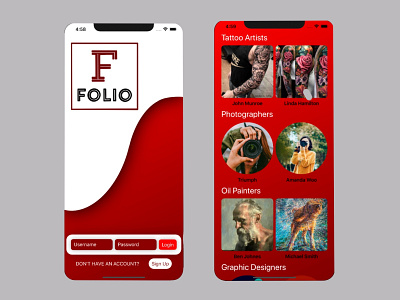 FOLIO: the artist portfolio app mobile mobile app mobile app design mobile design mobile ui ui ui design uiux ux ux design