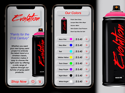 Evolution Spray Paints design figma mobile mobile app mobile app design mobile design mobile ui ui ui design uiux ux ux design