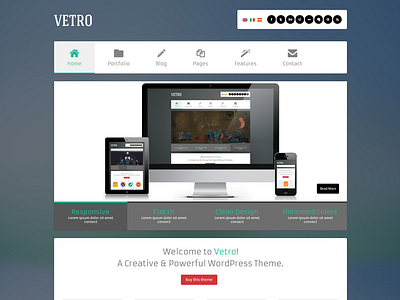 Vetro - A Flat UI WordPress Theme business corporate creative flat metro portfolio theme ui wordpress