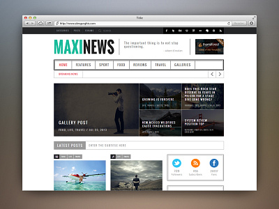 MaxiNews - Premium Review Magazine Theme flat front end gallery magazine news premium responsive review reviews ui widgetized