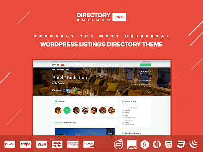 Directory Builder - Classified Listings & Events ads advertising booking business directory events faceted listings reservation reviews theme wordpress