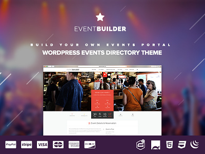 Event Builder - Theme Presentation events landing packaging page parties party paypal reviews wordpress