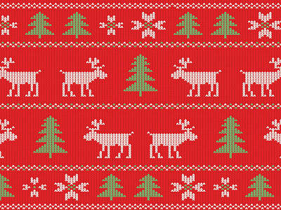 Red Christmas Pattern Sweater christmas christmas tree deer knitted pattern sweater