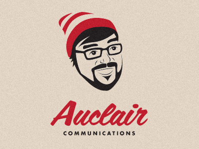 Auclair Communications beard illustration lickable logo red wheres waldo