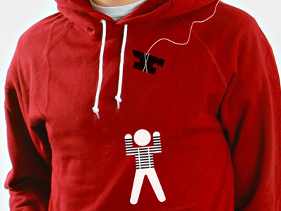 Clown vs. Mime - Front of hoodie anvil black death hoodie illustration mime pain red white