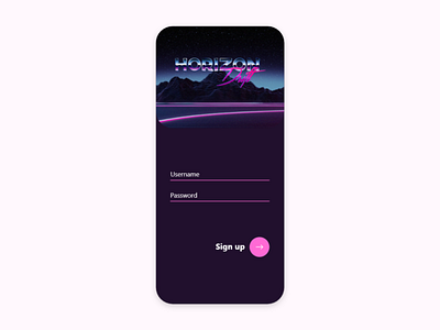 Horizon Drift Sign Up Screen