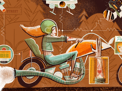 Big Brother is watching! character design chopper editorial illustration illustration motorcycle tattoo wip