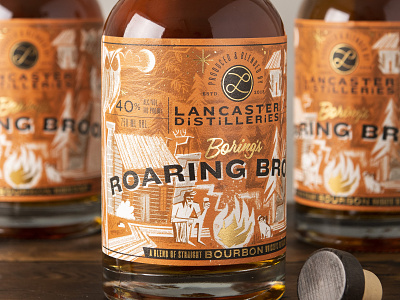 Lancaster Distilleries Roaring Brook Bourbon bourbon design illustration label design liquor midcentury package design spirit whiskey