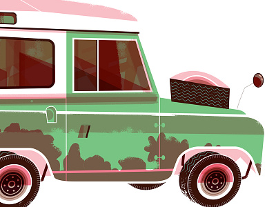 Strange Occurrence #2. A Midnight Ride in a Land Rover! illustration landrover midcentury palmsprings