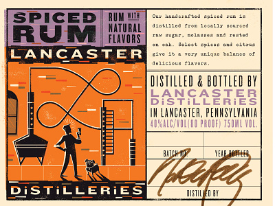 Lancaster Distilleries Spiced Rum Front & Back Labels