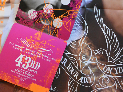Houston Advertising Federation Addy Awards Program + Invitation addys design houston invitation design kristin moses neon print program design