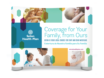 Seton Health Plan print design trade show graphics visual identity