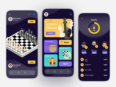 Chess App app chess piece chessapp chessboard design figma game gameapp illustration mobile mobile app score ui uidesign uiux uxdesign