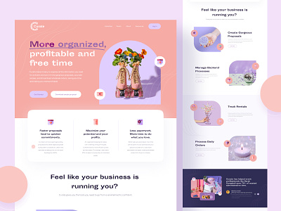 Curate - Event Planer Landing Page ✨ app branding button card design event figma graphic design illustration landing landing page logo page pastel planer ui uidesign uiux vektora web design