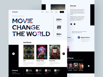 Nuphie Movie Landing Page app button design figma illustration movie streaming ui uidesign uiux web webdesign webflow