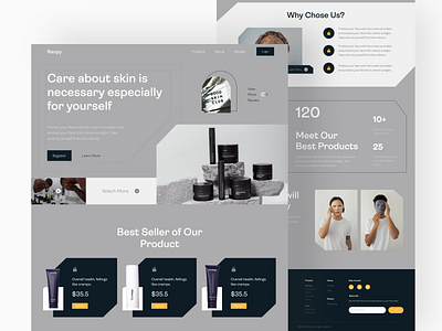 Raupy Skincare Landing Page button design design web designweb figma man skincare skincareman ui uidesign uiux web webdesign webflow