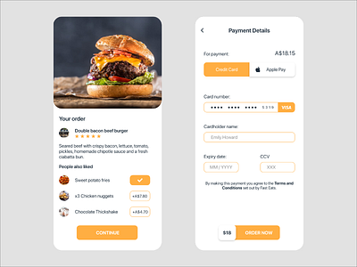 DailyUI 002 - Payment Screen app daily ui dailyui dailyui 002 food payment restaurant ui