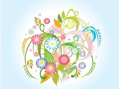 Have a bright day... bright floral illustration