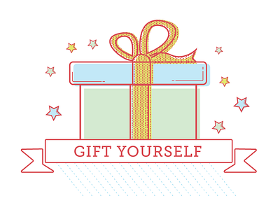 Gift Yourself giftbox illustration outline vector