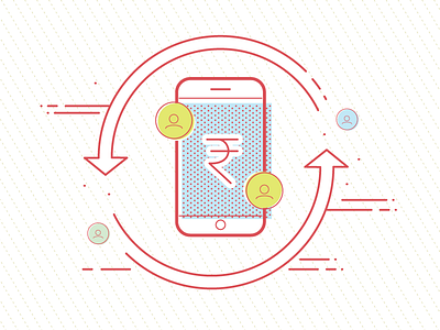 Refer and earn cash back earn mobile outline pattern fill rupee
