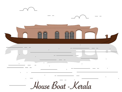 House boat - An icon that stands for Kerala. houseboar illustration kerala loveforland