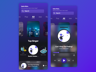Musc - Music App Design mobile mobileapps music ui uiux ux