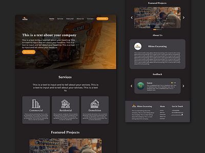 Rhino Excavating construction design excavating excavator minimal rhino ui ux web webdesign webui webux