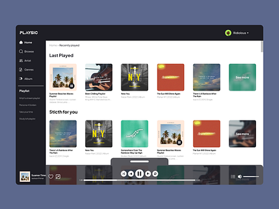 PlaySic app design flat minimal minimalist music musicplayer ui uiux ux web webapllications webapp webdesign
