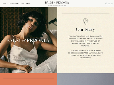 Palm of Feronia "About" Page Design - by Perle Studios branding ecommerce shopify skincare web design webdesign website website design