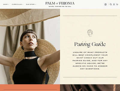 Palm of Feronia "Pairing Guide" Page Design - by Perle Studios ecommerce graphic design shopify skincare web design webdesign website website concept website design