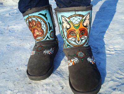 Uggie "Fox" art color design fox handmade illustration painting pattern uggie роспись