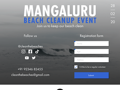 Daily Design Challenge #028 Contact Us beach clean contact form contact us customer experience dailyui dailyuichallenge designui follow follow me followers minimalistic register form social media user experience