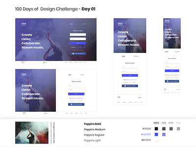 Daily Design Challenge Day-001 authentication concert music signin signup