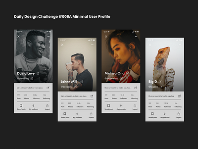 daily challenge #006A Minimal User profile dailyui dailyuichallenge design designui userprofile