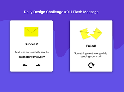 Daily Challenge 011 Flash message blue current dailyui dailyuichallenge designui easy to use email email design flash message intuitive message minimal minimalist minimalistic recents trending design trending ui trends warning yellow